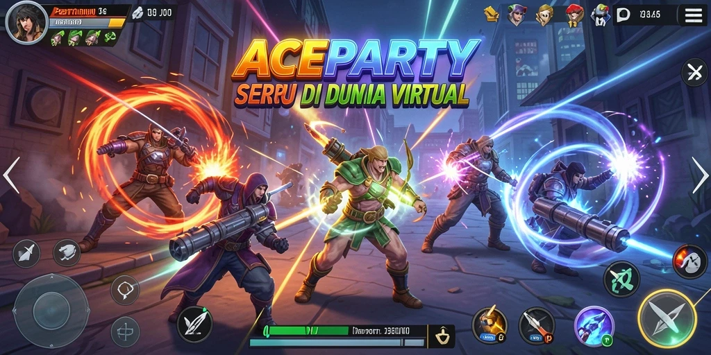 Screenshot gameplay ACEPARTY menunjukkan aksi pertarungan yang mendebarkan.