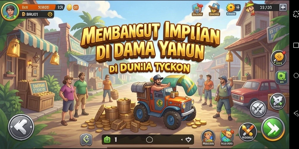 Screenshot utama menunjukkan gameplay yang menarik dalam membangun kerajaan Tycoon.