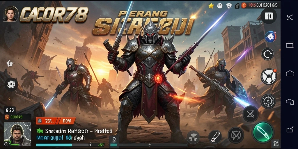 Tampilan gameplay <strong>CACOR78</strong> yang menegangkan dengan strategis pertempuran antar kerajaan.
