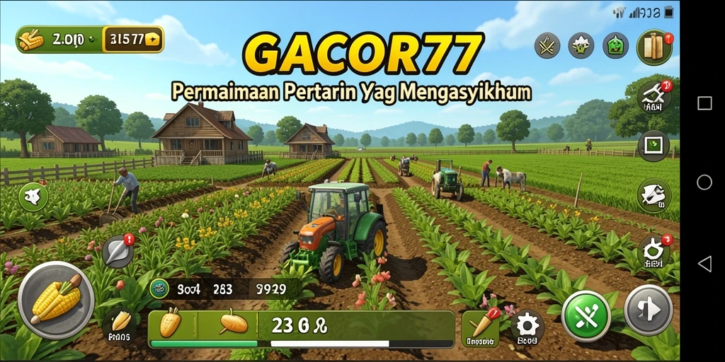Tampilan gameplay GACOR77 yang menampilkan aktivitas pertanian yang seru.