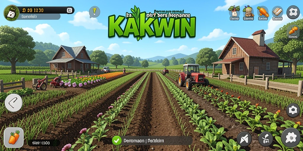 Screenshot KAKWIN menampilkan petani yang sedang merawat tanaman.