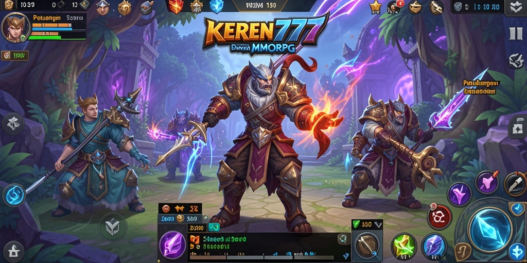 Screenshot utama KEREN777 menampilkan aksi seru dalam pertempuran MMORPG.