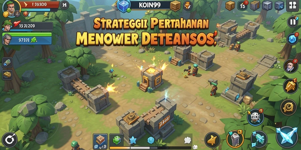 Gameplay KOIN99 yang menarik dengan strategi Tower Defense.