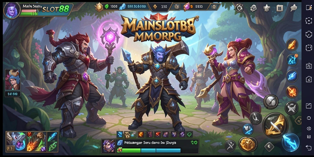 Screenshot utama MAINSLOT88 menampilkan aksi seru dalam game MMORPG.