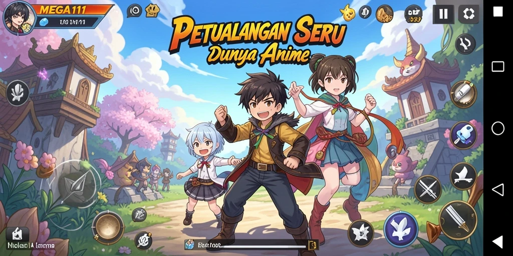 Screenshot MEGA111 menampilkan aksi seru dalam dunia anime.