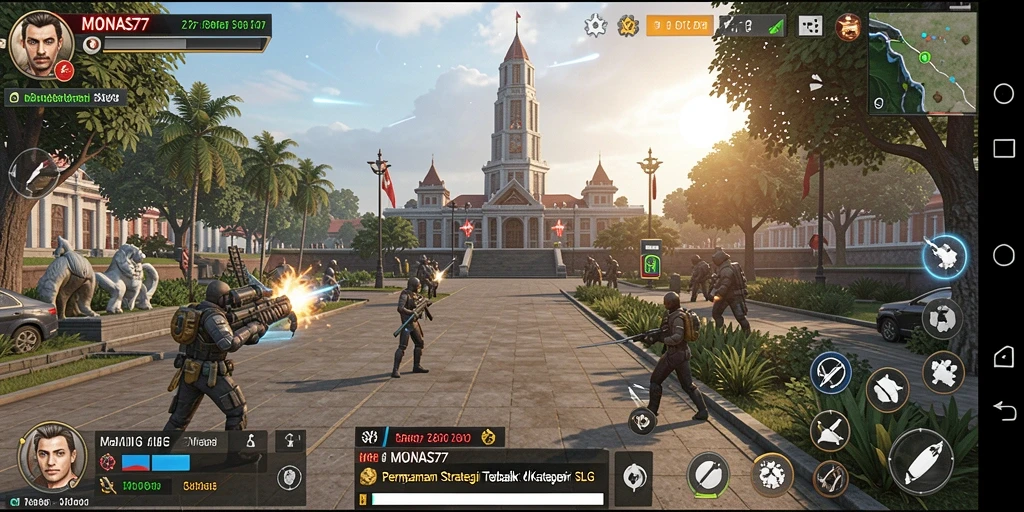 Screenshot gameplay MONAS77 menampilkan pertempuran strategi yang mendalam.
