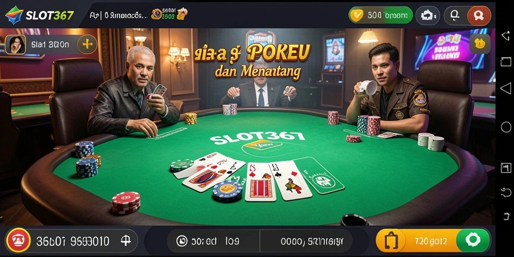 Tampilan gameplay SLOT367 dengan suasana meja poker yang intens.