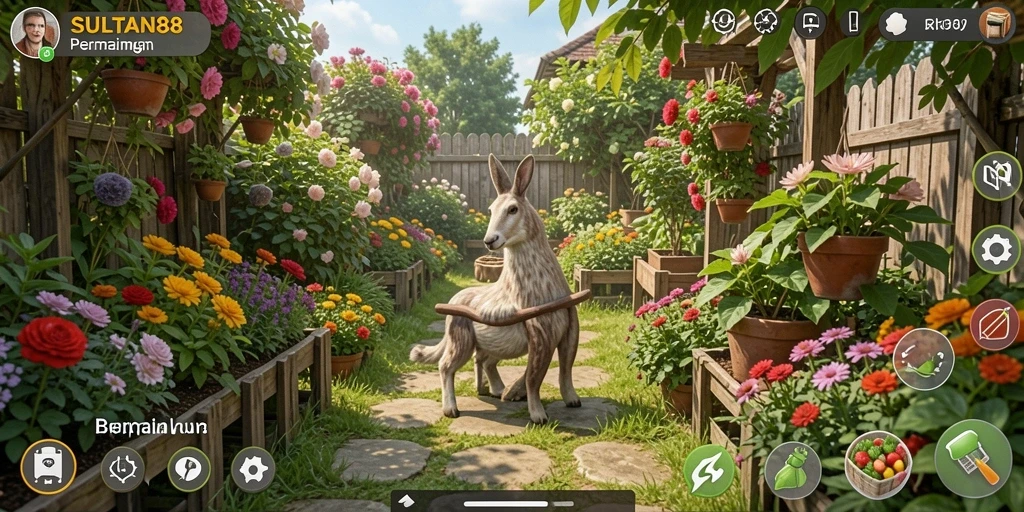 Tangkapan layar gameplay SULTAN88 yang menampilkan kebun yang subur.