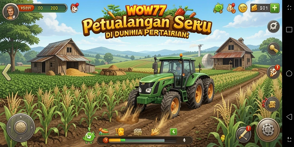 Tampilan gameplay WOW77 yang seru dengan pertanian yang subur.